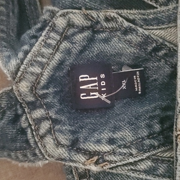 GAP Overalls Shorts Girls Size Xxl Unisex Youth Frayed-hem Blue Jean Shorts - Picture 5 of 9